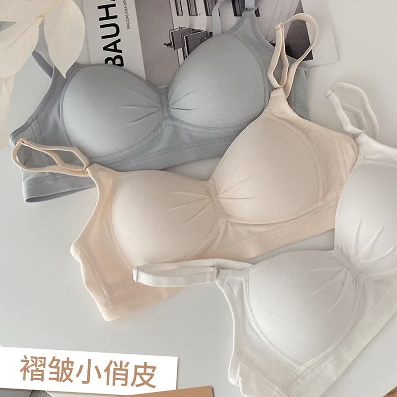 

Japanese Underwear Women's Small Chest Gathering Girls Thin Summer Bra Without Underwire Retraction Breast Underwear for Women