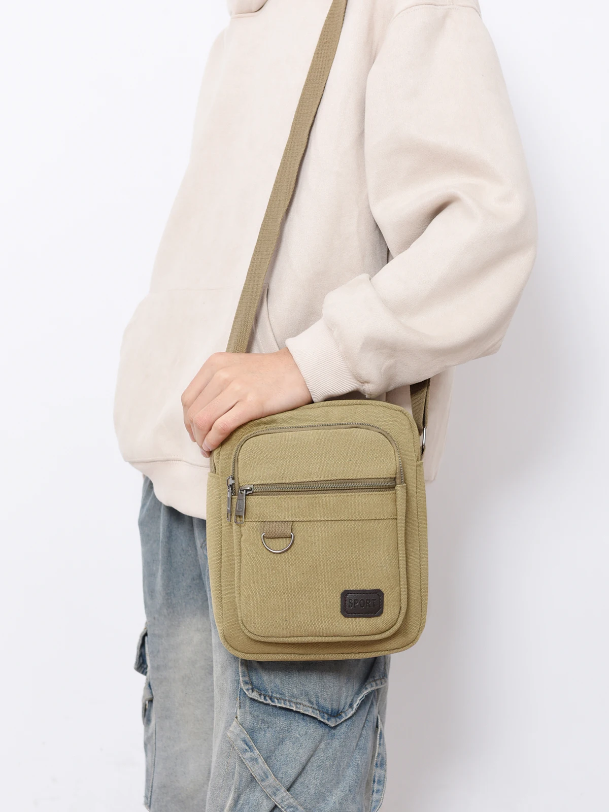 

Casual Canvas Men's oulder Bag Large Capaci Multi-Functional Crossbody Bag for Outdoor Work And Travel by Eskaren