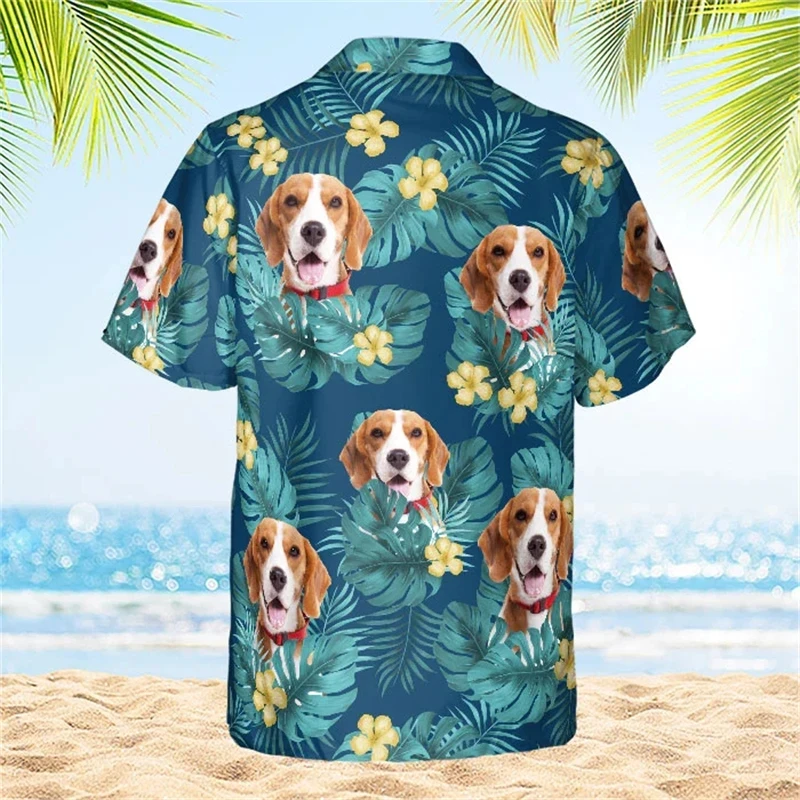 

Floral Short Shirts Men's Women's Hawaii Shirts Men's Vocation Blouse Cuba Lapel Beach Shirt Dog Camisas Blouses Men's Clothing