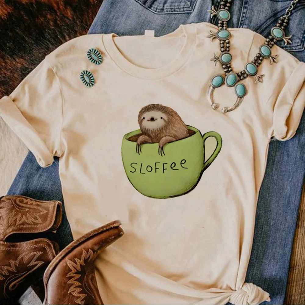 

Sloth top women graphic anime Japanese tshirt girl 2000s clothes