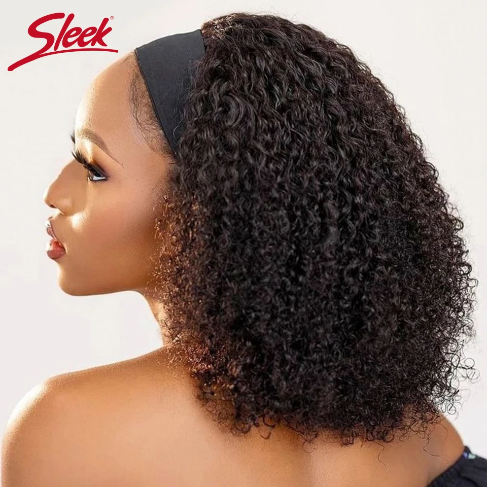 

Kinky Curly Human Hair Headband Wig For Black Women 250% Density Glueless Brazilian Remy Jerry Curl Full Machine Made Hair