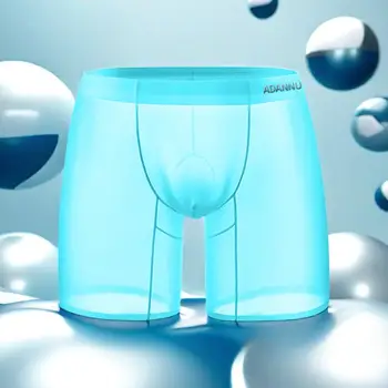 1/3PCS ADANNU ผ้าไหมน้ําแข็งโปร่งใสนักมวยสําหรับชายดูผ่านกางเกงชายชุดชั้นใน Ultra-thin Boxer กางเกงขาสั้น