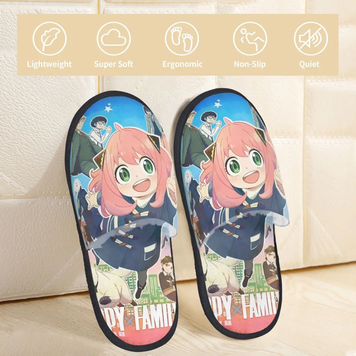 Zapatillas peludas de invierno Spy X Family Anya Forger, divertidas y bonitas Merch, chanclas de piel para el hogar, zapatillas para dormitorio, chanclas antideslizantes acogedoras de Anime