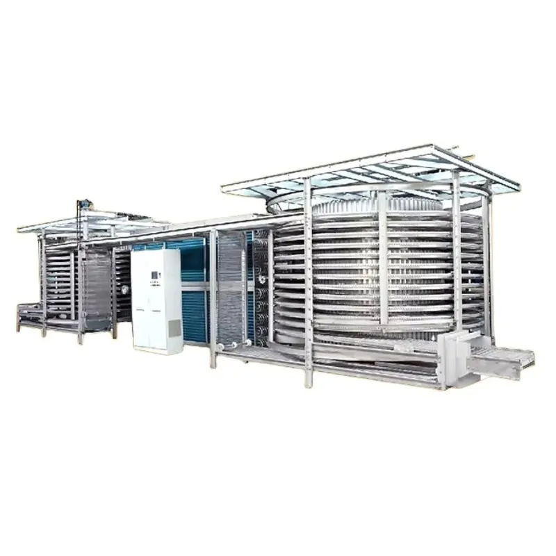 High Efficiency Double Spiral IQF Freezer Industrial Quick Freezing Machine For Steak Beef Meat