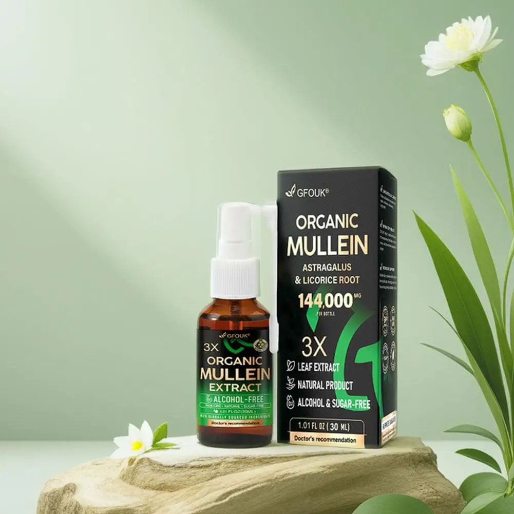 GFOUK Mullein Extract Spray 144000MG Organic Mullein With Astragalus Licorice Root Sugar Free Natural Respiratory Support Spray