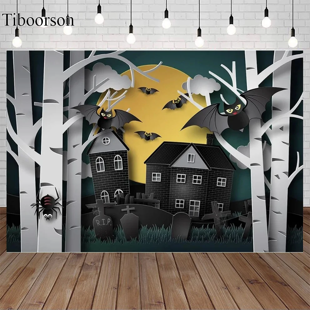 

Halloween Photo Backgrounds for Sudio Backdrop Castle Bat Forest Tombstone Child Portrait Photography Backdrops Props Photocall