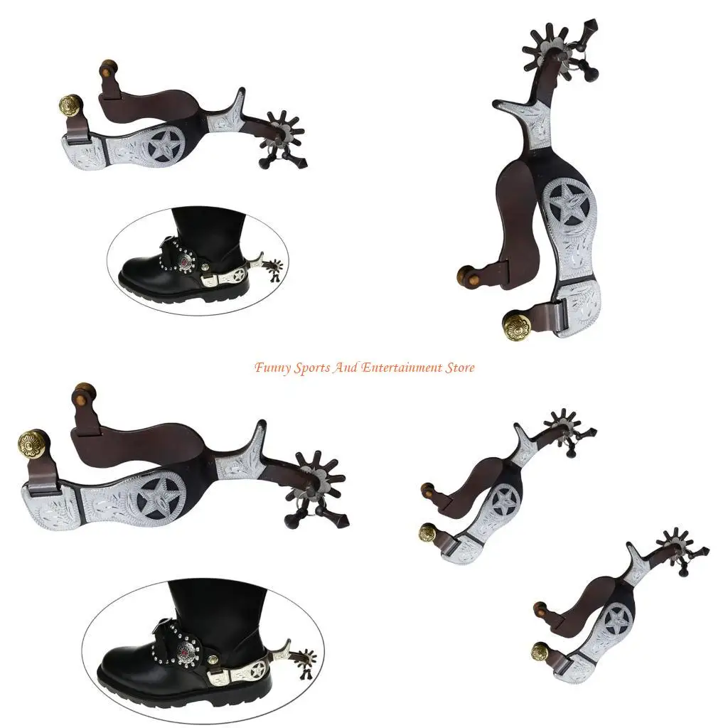 

C4DE Men's Oversized Spurs 76mm Width Opening Hand Engraved Coppers Buckles Storage Pouches Included Western Styles