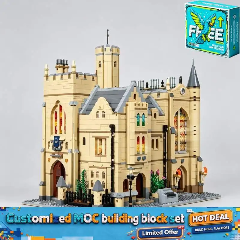 5189PCS Gothic Castle Academy Modular Building Blocks Model Creative Puzzle Display Collection Gift Home Decoration Ornament