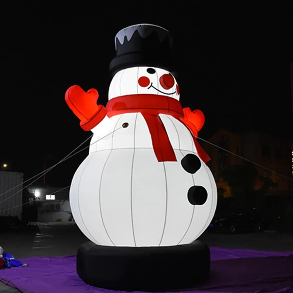 Buiten 6m20ft vakantie opblaasbare kerstsneeuwman met sjaal buiten kerst verlichte ornamenten voor huis tuin tuin decor