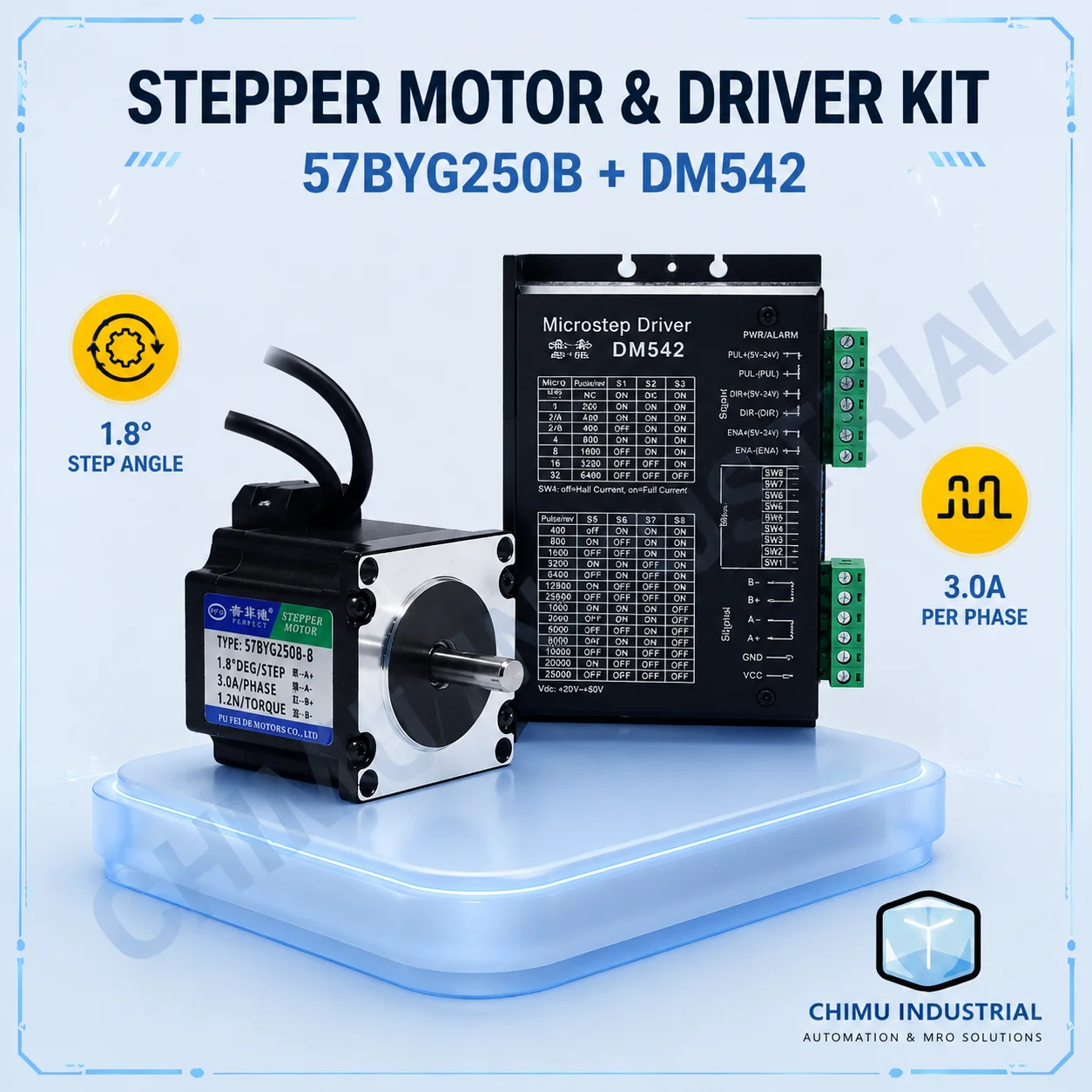 【CHIMU INDUSTRIAL】 for 57BYG250B Hybrid Stepper Motor 1.2N.m Torque Two Phase 4-Wire for 3D Printer CNC