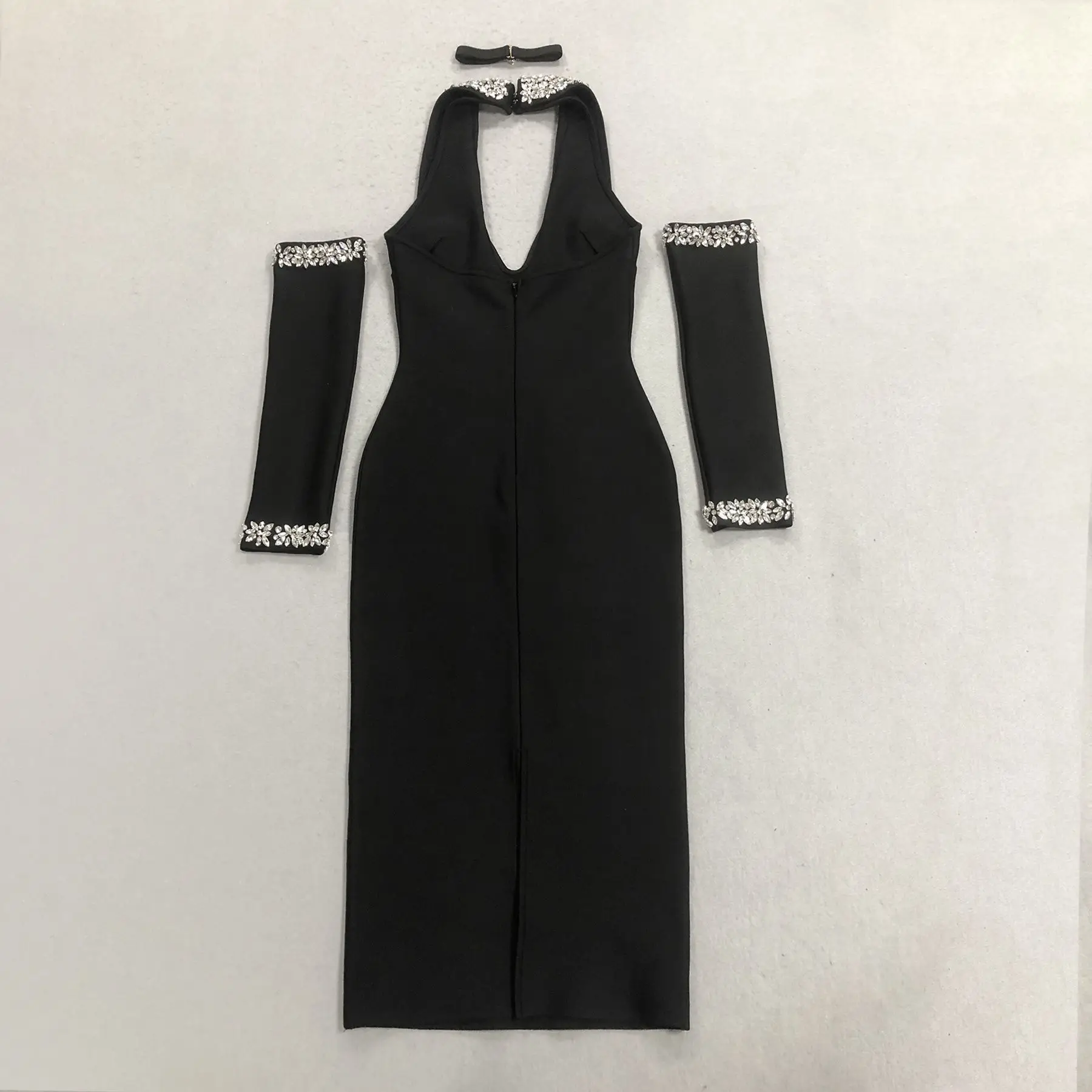 2026 Vrouwen Sexy Mouwloze Mesh Uitgesneden Zwarte Midi Bodycon Jurk Verjaardagsfeestje Kostuum Bar Nachtclub Stage Performance Kleding