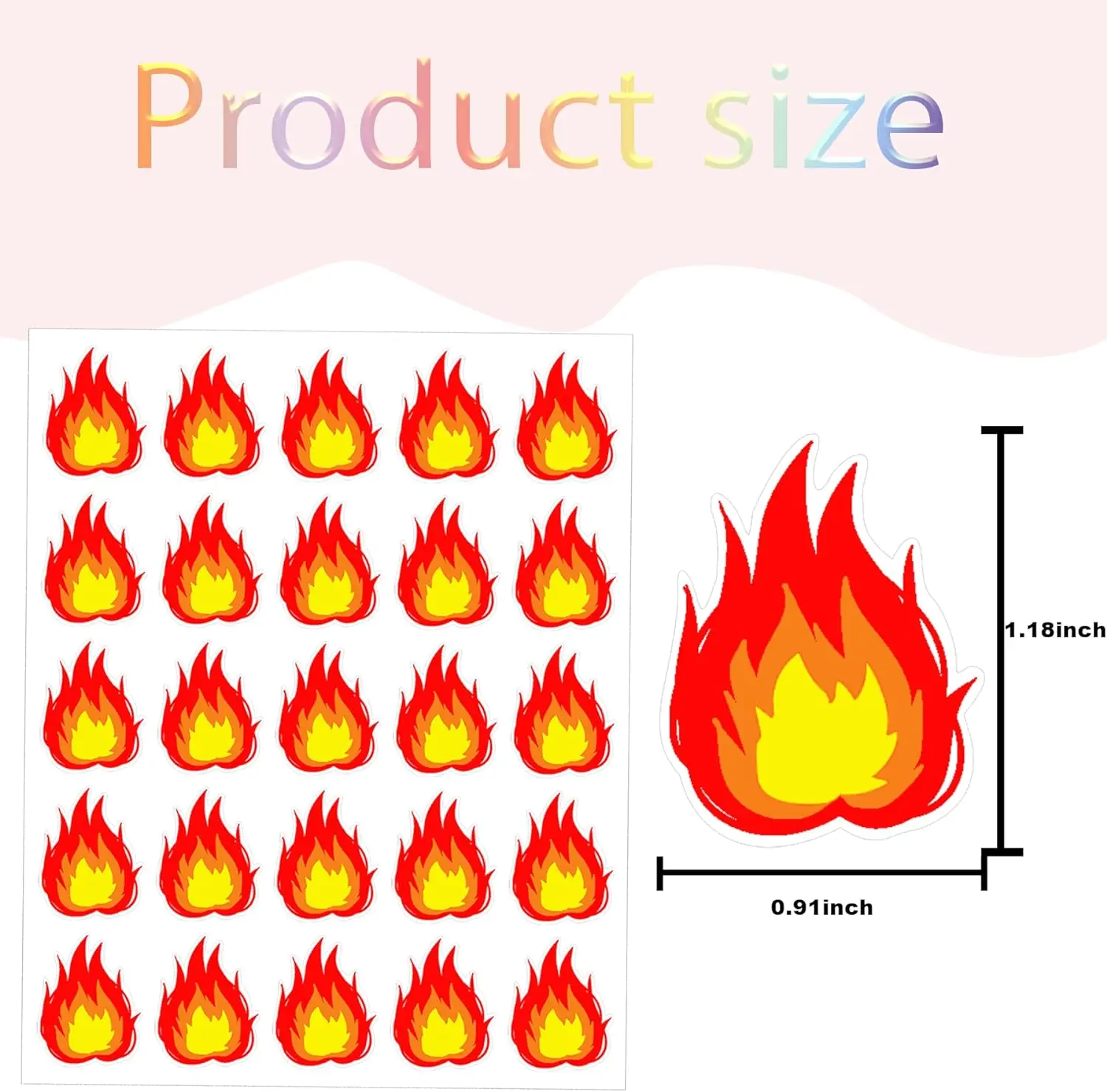 200pcs Fire Vinyl Stickers Waterproof Flame Sticker Fire Labels - 1 Inch Fire Flame Shaped Stickers Hot Flame Hot Sticker