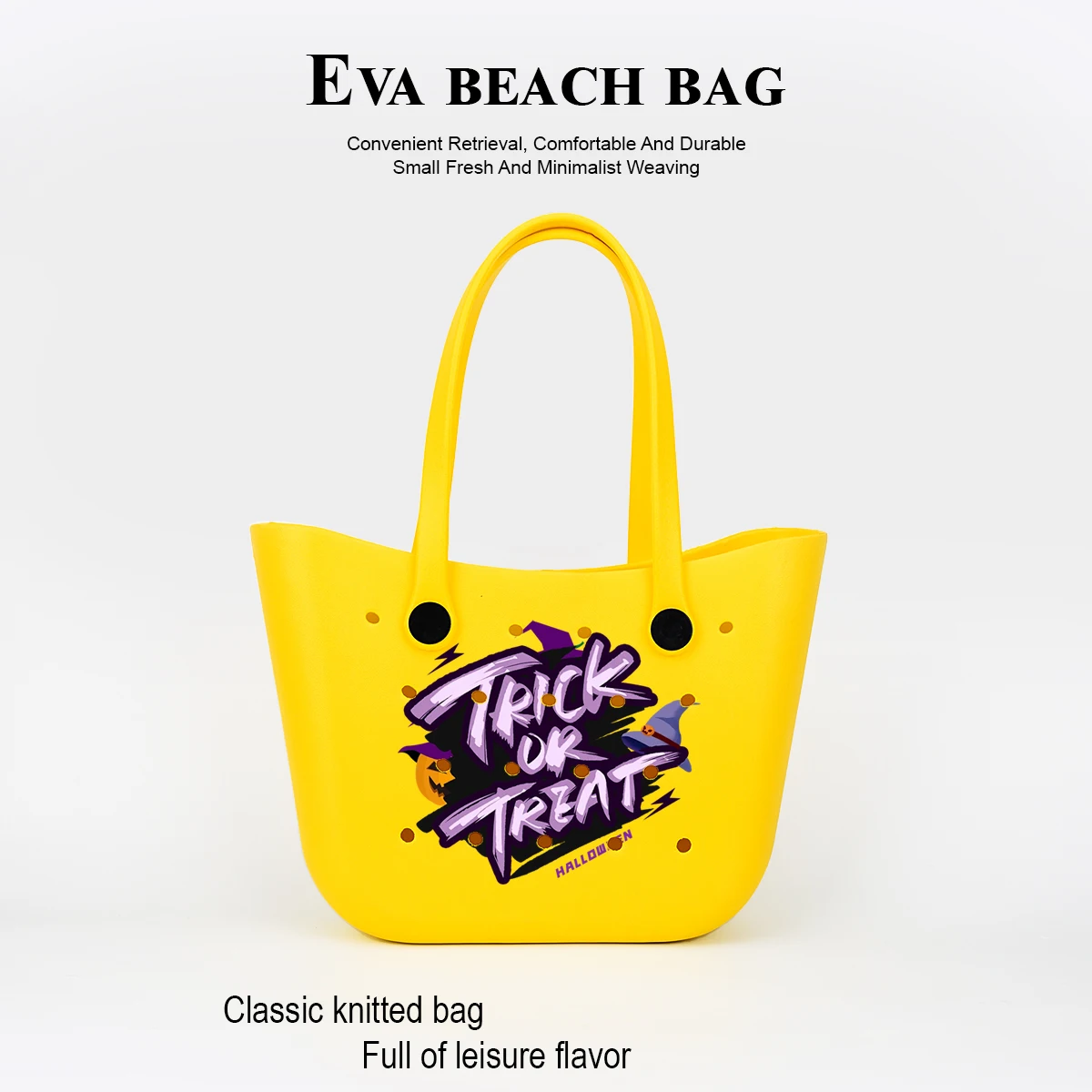 

Большая вместительная сумка Eva, украшение из английского текста на Хэллоуин, подходит для детей для сбора конфет на Хэллоуин, праздничных подарков и праздничной атмосферы, подходит для ежедневных путешествий, поездок на работу, спорта, пикников и универс