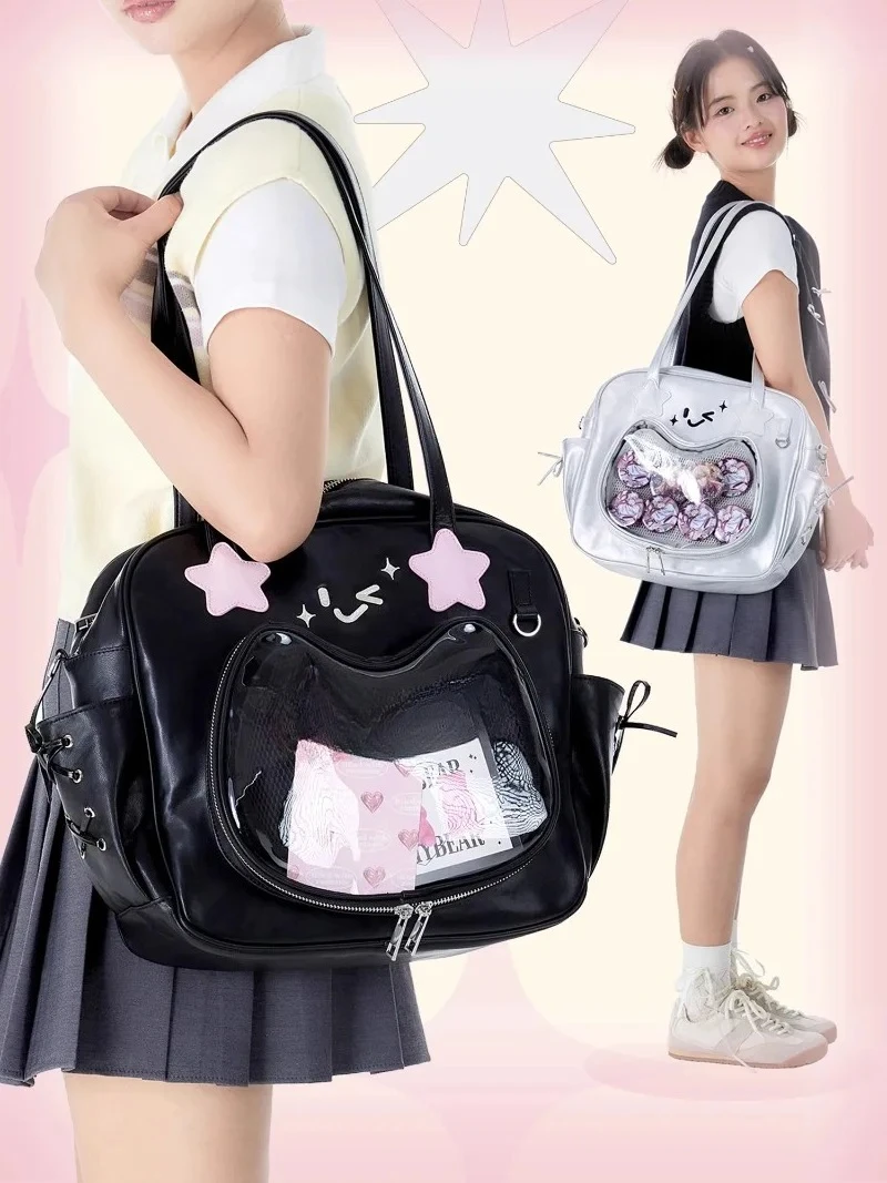 

Ita Bag 2025 Summer All Match Transparent PU Underarm Bags for Girls Sweet Cute Cartoon Display Shoulder Bag Bolsa Сумка