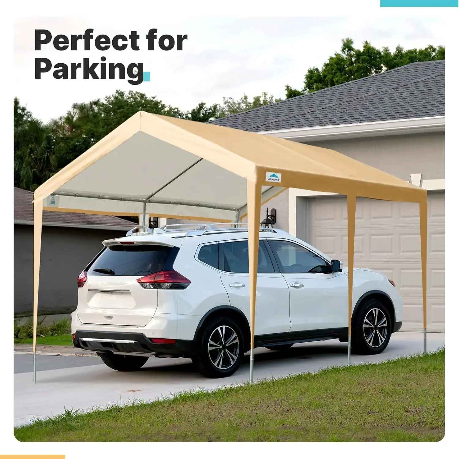 

[XMSJ]Adjustable 10x20 ft Heavy Duty Carport Car Canopy Garage Boat Shelter Party Tent, Adjustable Height from 9.5 ft to 11 ft,