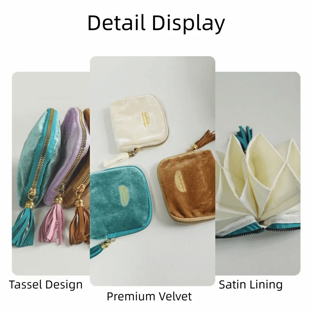 6-Layer Jewelry Storage Bag Portable Anti-Scratch Women's Wallet Soft Anti-friction Zipper Jewelry Bag