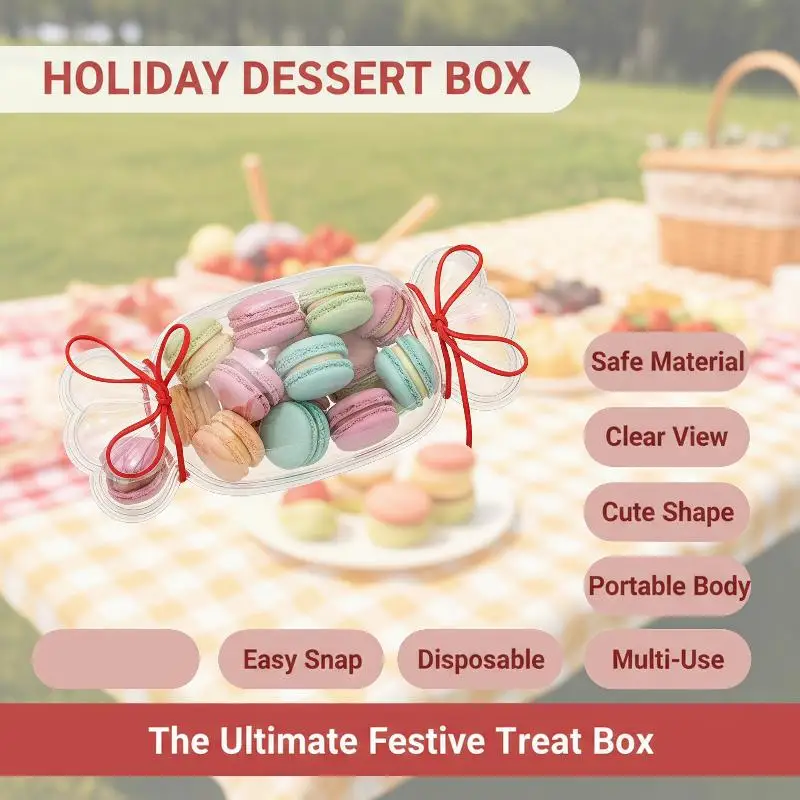 New 5Pcs Cute Candy Shaped Clear Plastic Storage Box Airtight Lid Free DIY Stickers For Snack Packing Party Favors