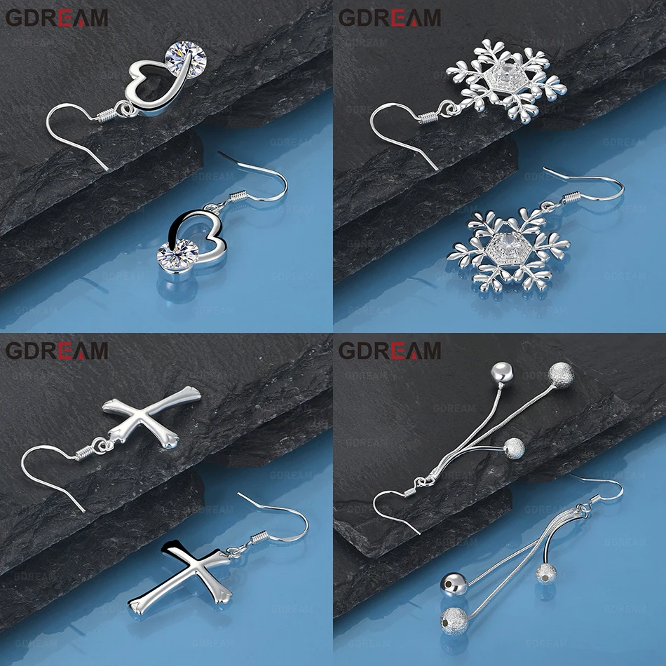 

GDREAM 925 Sterling Silver Snowflake Zircon Earrings Fashionable Commuter Personality Ladies Gift Jewelry
