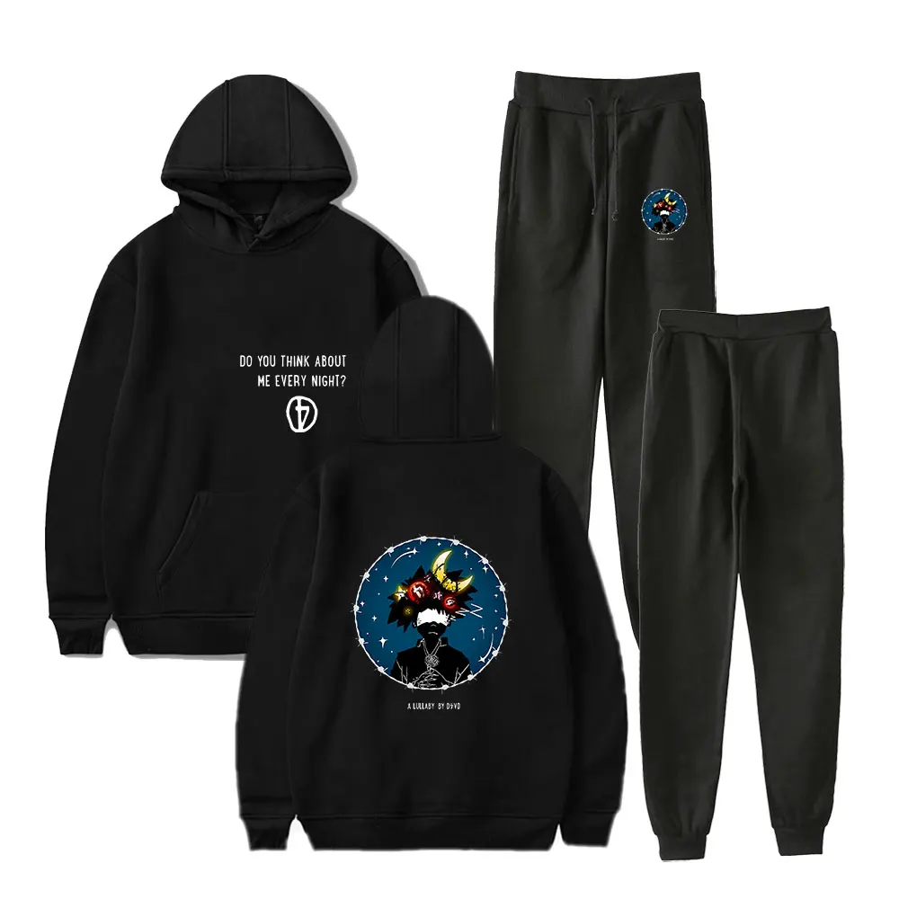 Lullaby Hoodie By D4vd Sweatshirt Two-Piece Sportswear Long-Sleeved Hoodie + Jogging Pants Unisex