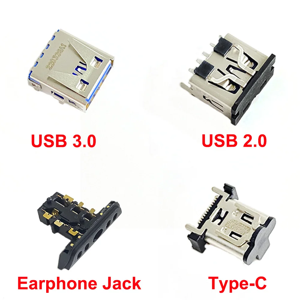 2PCS For PS5 USB 2.0 3.0 Port Type-C Socket Connector Earphone Socket Headphone Headset Jack Port Connector