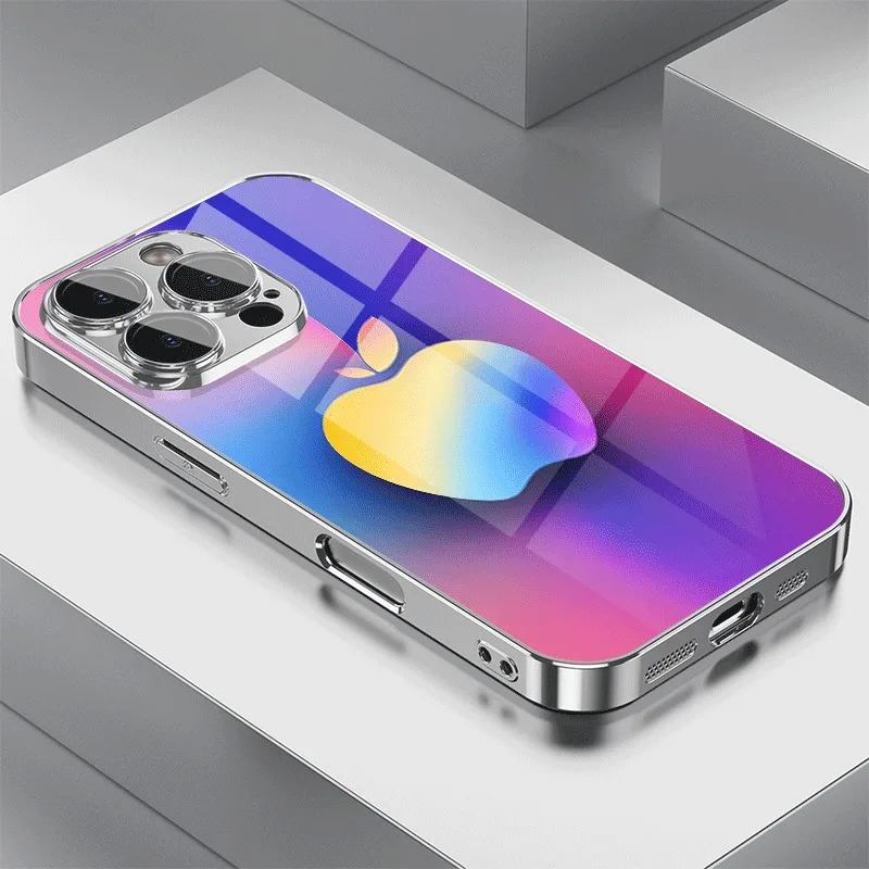 

Rainbow-Colored Phone Case for iPhone 17 16e 16 15 14 13 12 Mini 11 Pro XS Max XR X 8 7 6 Air Plus Luxury Tempered Glass Cover