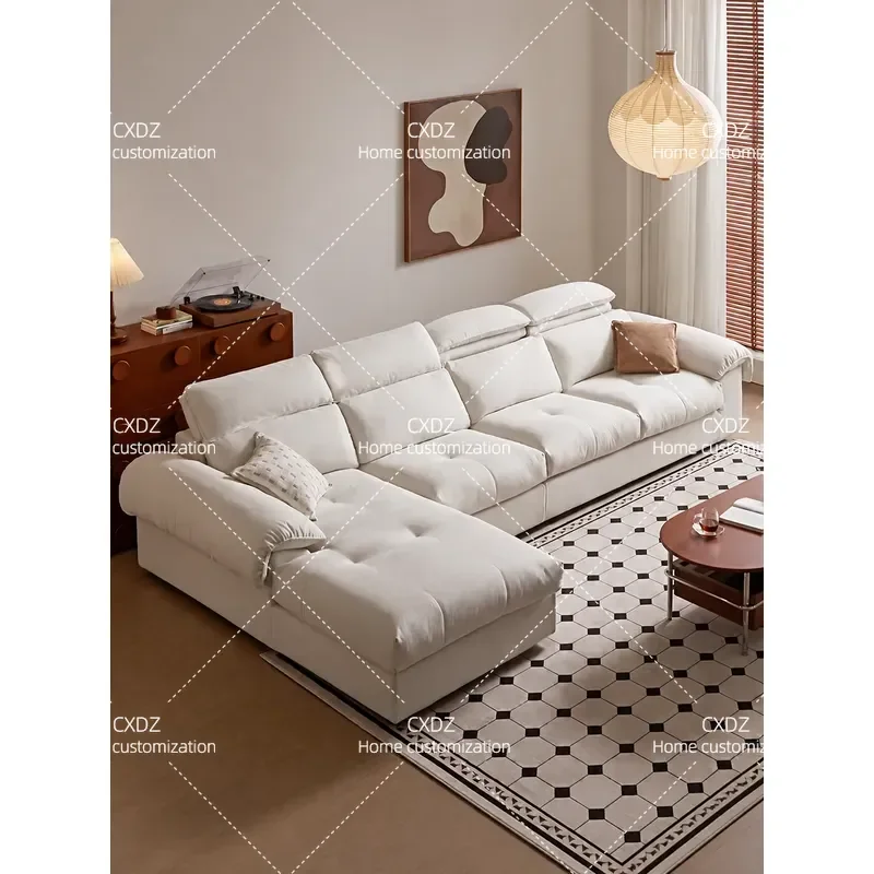Modern Simple Cotton Linen Fabric L Shaped Corner Sofa White Living Room Couch Removable Washable Cover Furniture