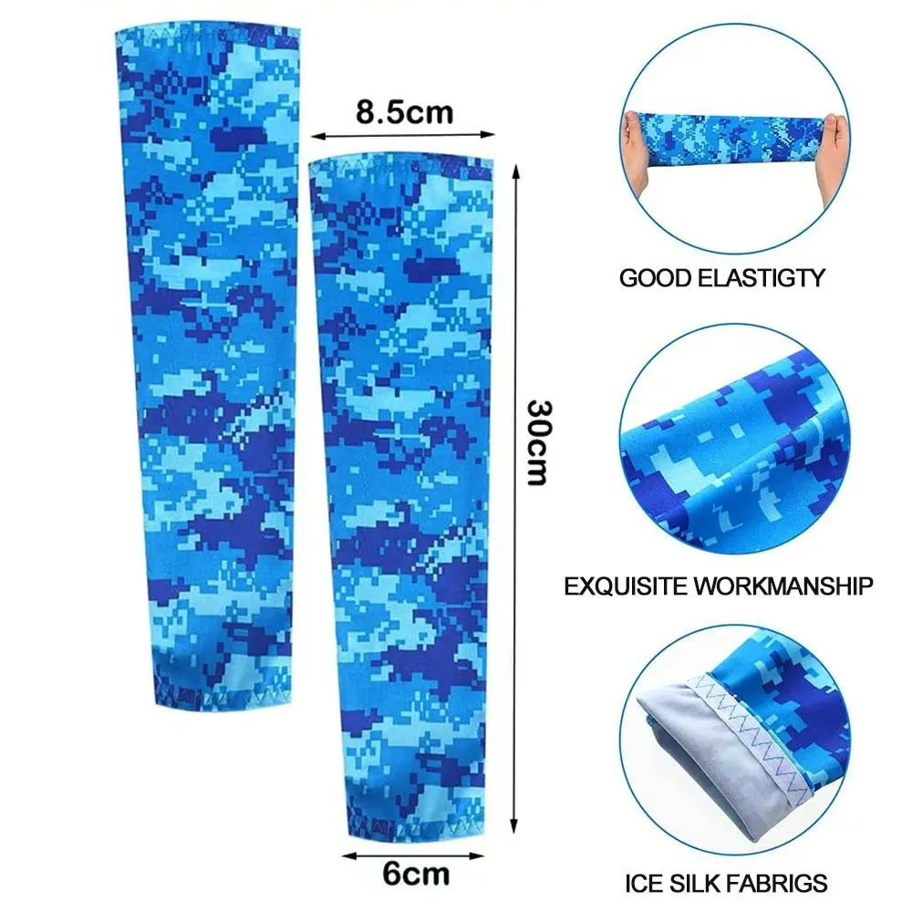 1 Pair Kids Sports Cooling Arm Sleeves Cover Sun UV Protection For 5-12 Years Girls Boys Elastic Ice Cuff Cycling Arm Warmer