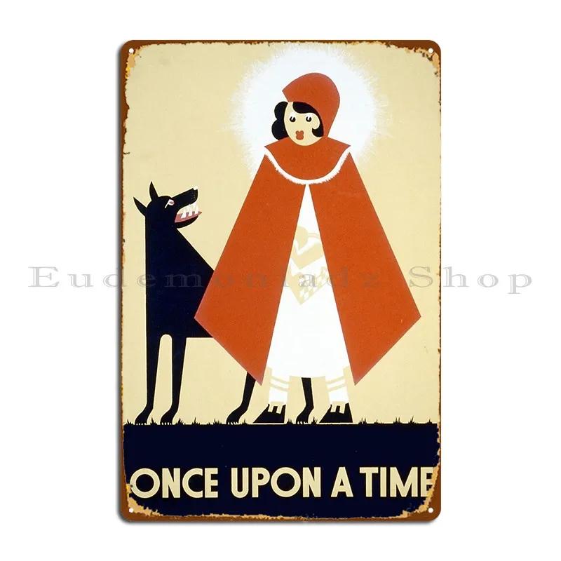 once upon a time little red riding hood vintage poster Metal Plaque Poster personalized Kitchen Living Room Tin Sign Poster