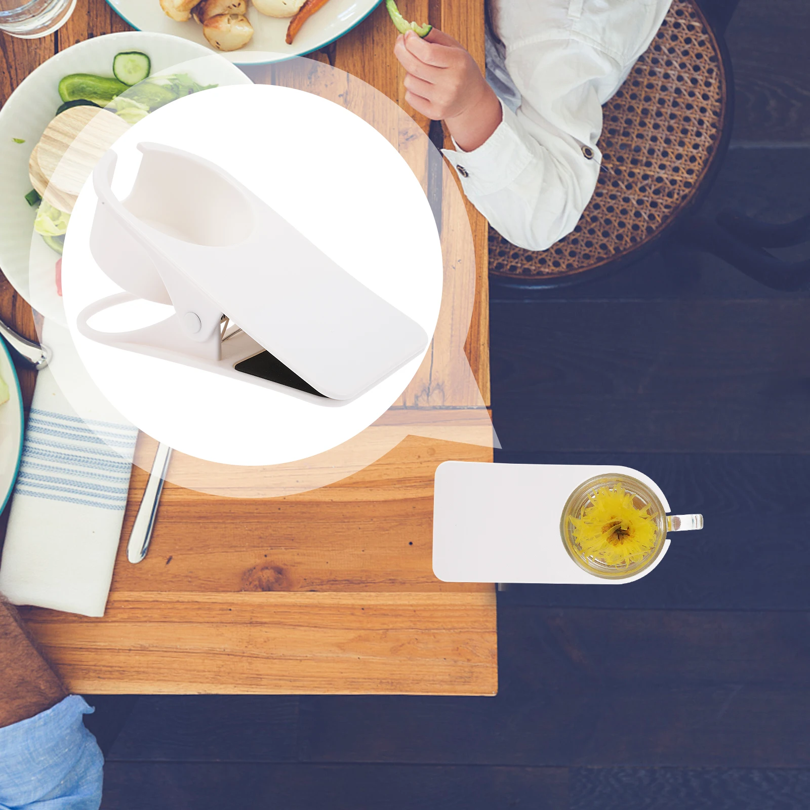 

Table Side Cup Clip Desk Edges Water Cup Holder Coffee Mug Clip Safe Reliable for Tea Mugs Bottles Phones and Tools