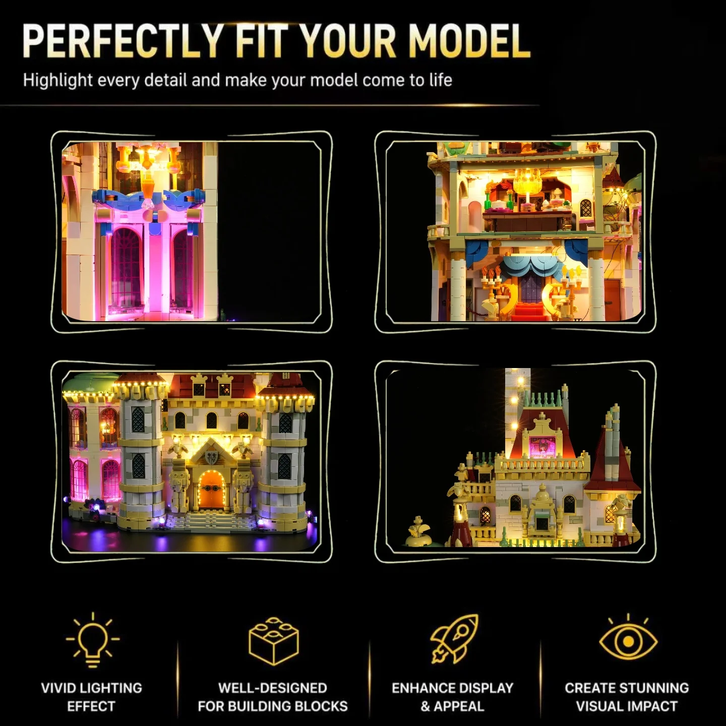 HPROSPER 5V LED Light for Lego Disney 43263 Beauty and The Beast Castle DIY Decorative Lamp With Battery Box (No Model)