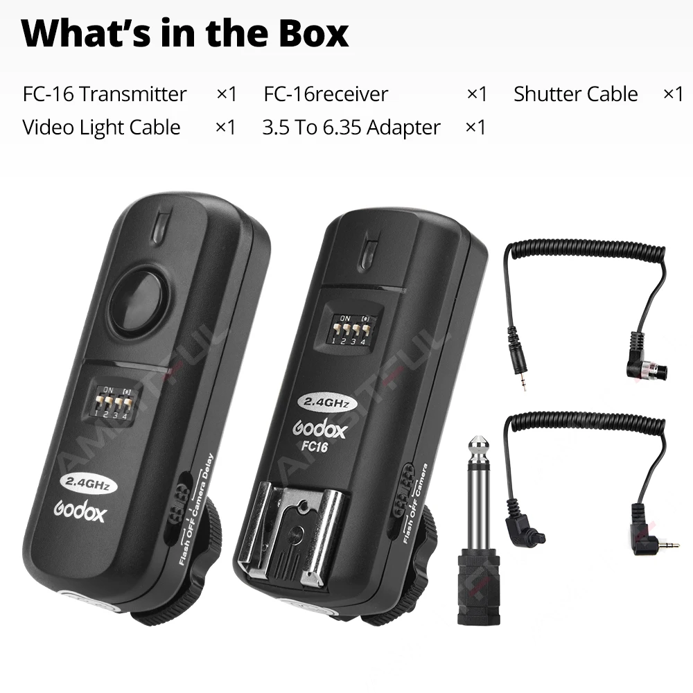 Godox FC-16 2.4GHz 16 Channels Wireless Remote Flash Studio Trigger & Receiver Shutter for Canon Nikon Camera
