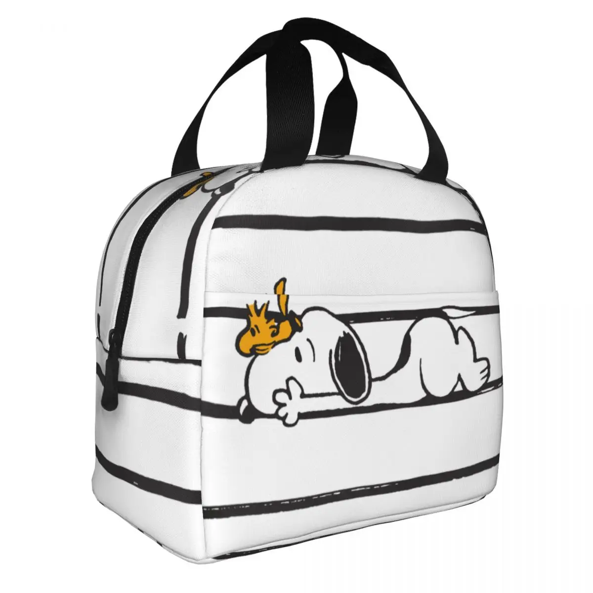 Snoopy Smile Giggle Laugh Insulated Lunch Bags Thermal Bag Reusable Leakproof Tote Lunch Box Food Storage Bags School Outdoor