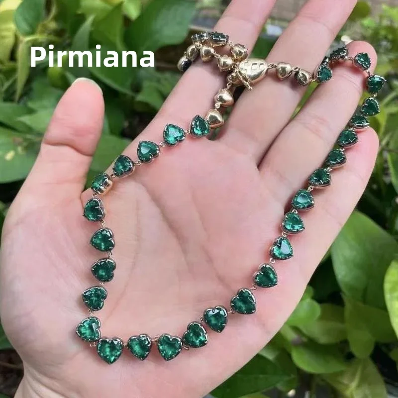 Pirmiana Customized 14k yellow Gold 39ct Lab Grown Emerald Necklace for Women Party Gift