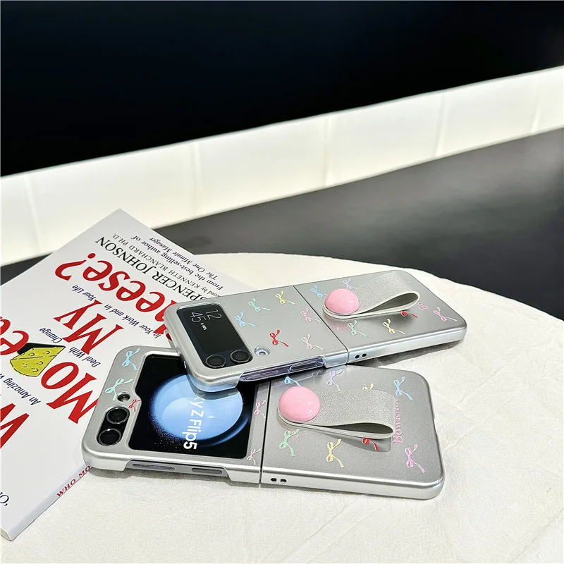 

Electroplated Silver Bow Phone Case for Samsung Galaxy Z Flip 6 5 4 3 Protective Back Cover for ZFlip4 ZFlip5 ZFlip6 Case Shell