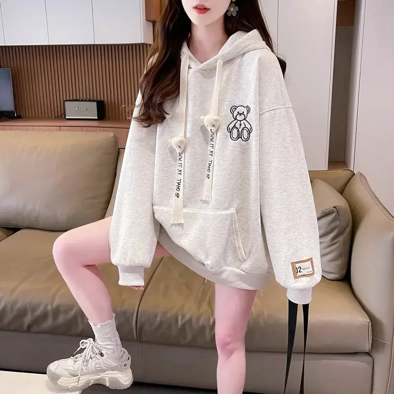 

Весенне-осенний свободный женский топ с капюшоном и длинным рукавом, эмо, корейская мода, популярная одежда, молодежные женские толстовки с капюшоном, кофты