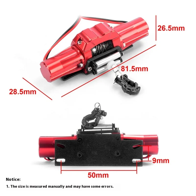 Accessori di aggiornamento in metallo per auto telecomandate 1:10 Rc D90 Scx10 Serie Auto da arrampicata Verricello elettrico simulato Materiale in filo metallico