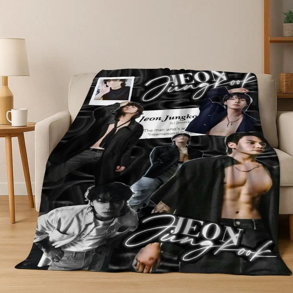 Kpop BTS Jeon Jung Kook Jk JIMIN Star couverture en flanelle douce et chaude pour chambre salon lit voyage Camping pique-nique cadeau