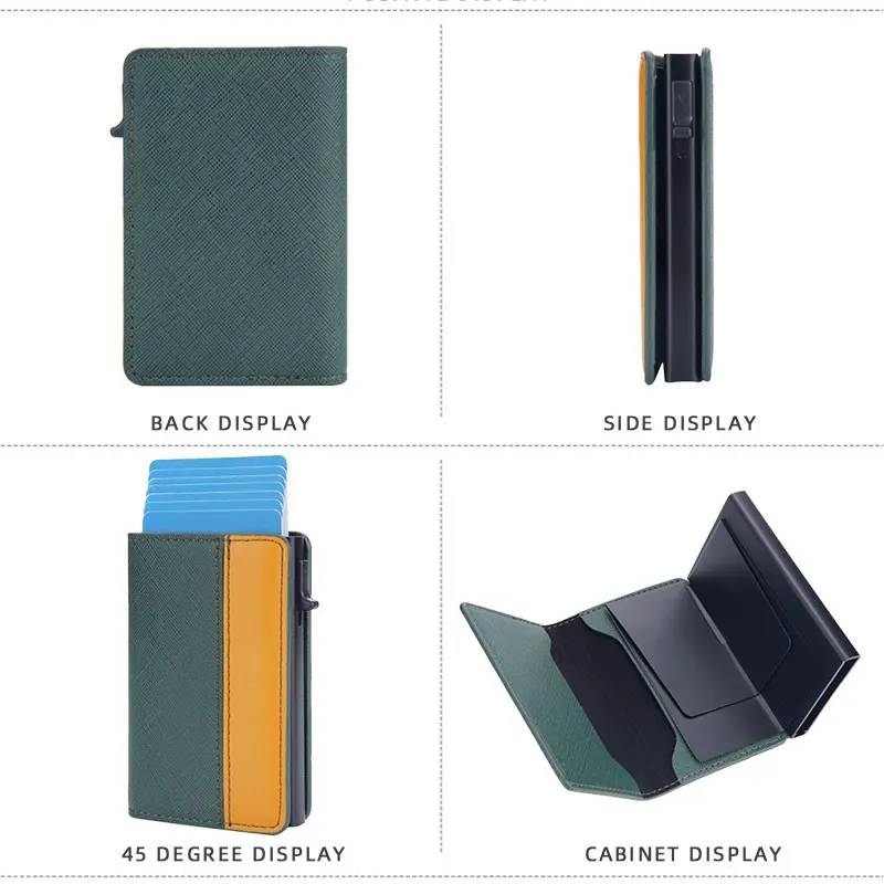 Baellerry New RFID Mini Men Card Wallets Name Engraving Card Holders Short Male Purses Top Quality Slim Men's Popup Wallet