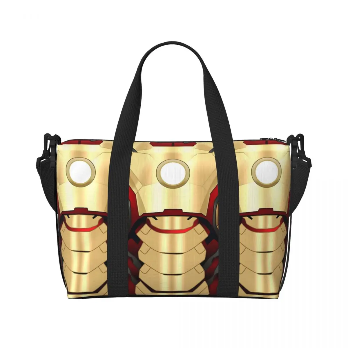 

Custom Iron Man Tote Bag for Women Big Capacity Hero Beach Gym Travel Bags