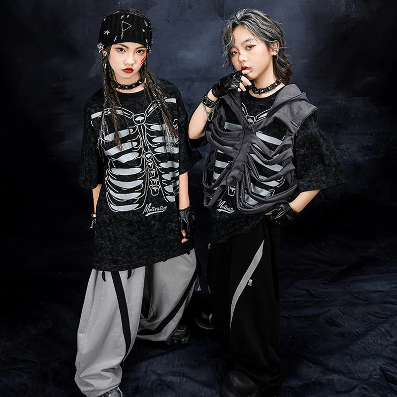 

Kids Cool Hip Hop Dance Outfit For Boys Ballroom Dance Street Suits Girls Jazz Dance Costumes Stage Competition Wear XS10781