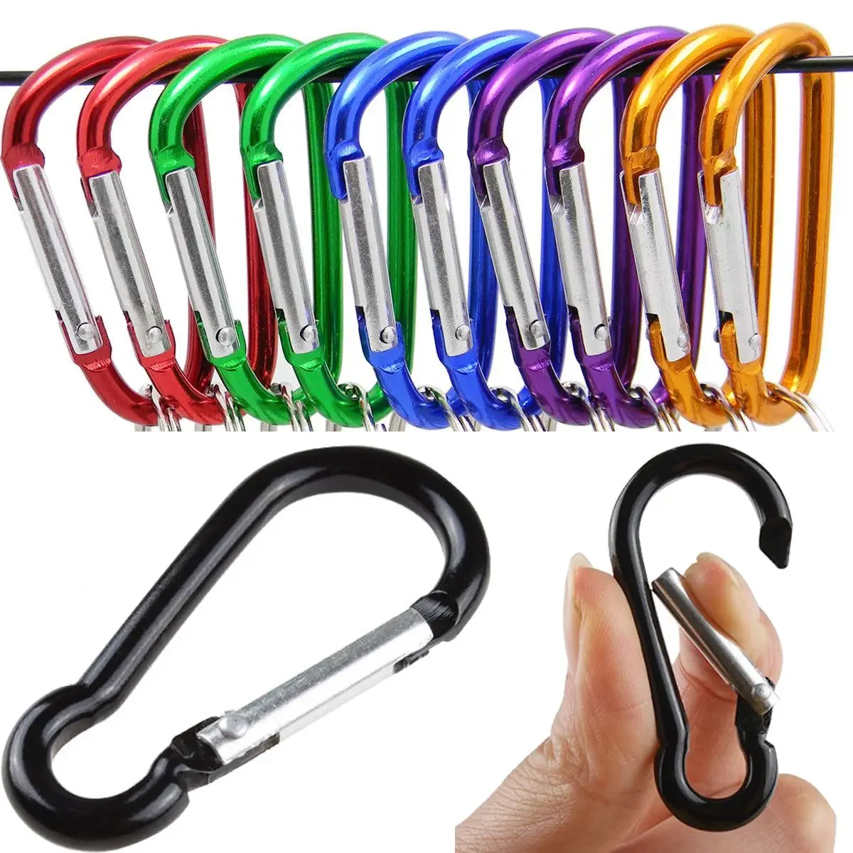 5/50pcs Mini Carabiner Keychain Alluminum Alloy D-ring Buckle Spring Carabiner Snap Hook Clip Keychain Outdoor Camping Daily Use image 3
