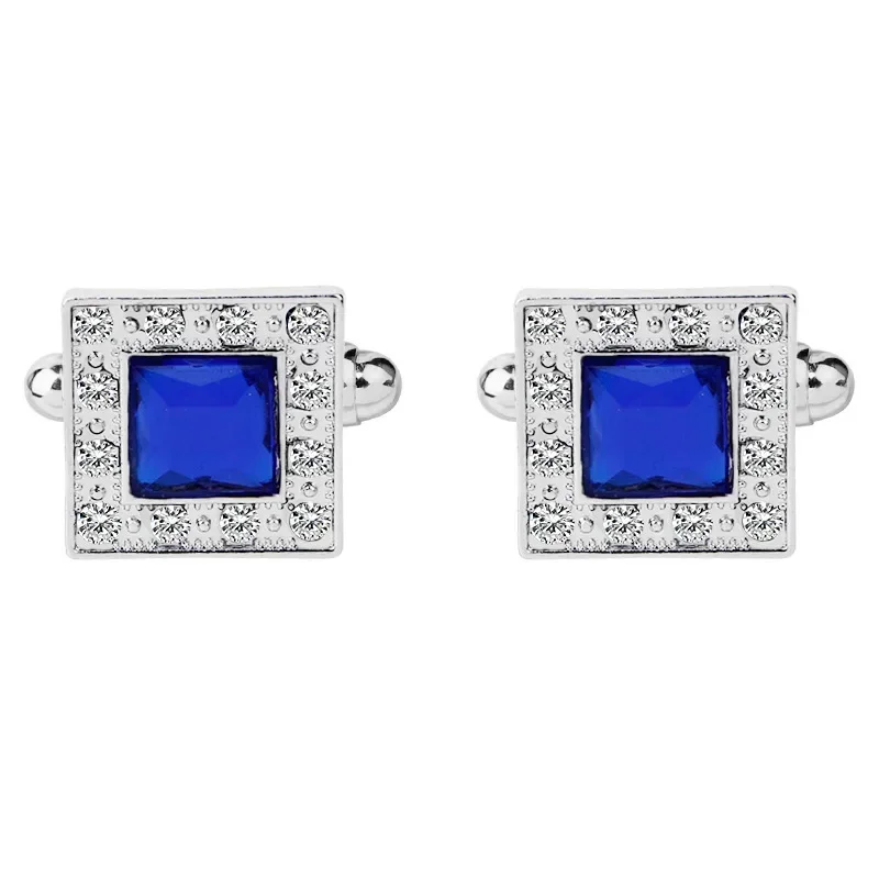 2pcs Fashion Square Cufflinks for Men Women Luxury French Alloy Inlaid Zirconia Shirt Cufflinks Party Gifts Popular Jewelry