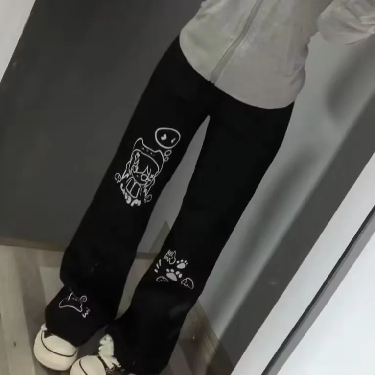 

Japanese Sle Autumn Winter Women's Bla Long Pants Dra Sensation Moe Cultural Straight Leg Trousers for Daily Wear