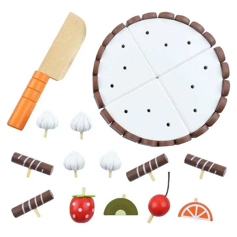 Cuisine pour enfants gâteau d'anniversaire semblant en bois magnétique chocolat Mousse jeu de coupe jouets éducatifs pour enfant