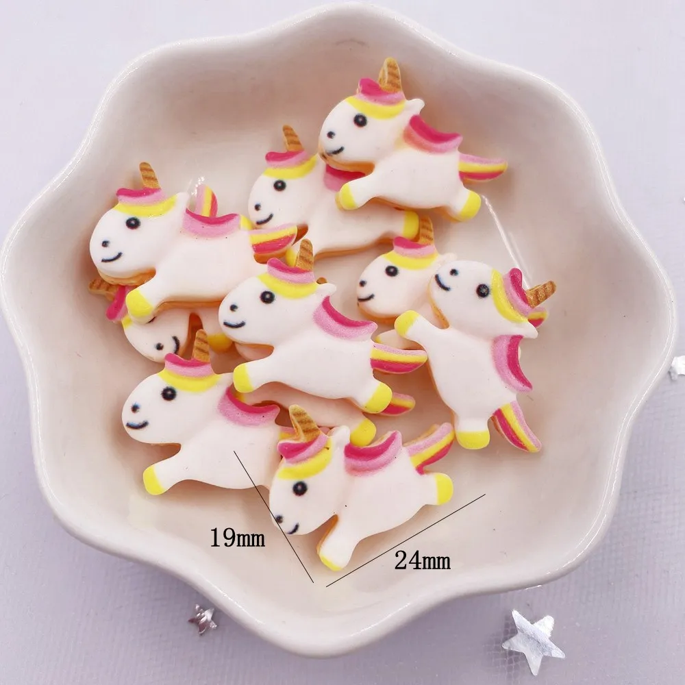 20 pezzi in resina dipinta a mano Kawaii colorato arcobaleno unicorno pietra flatback figurine scrapbook decorazioni fai da te accessori per la casa