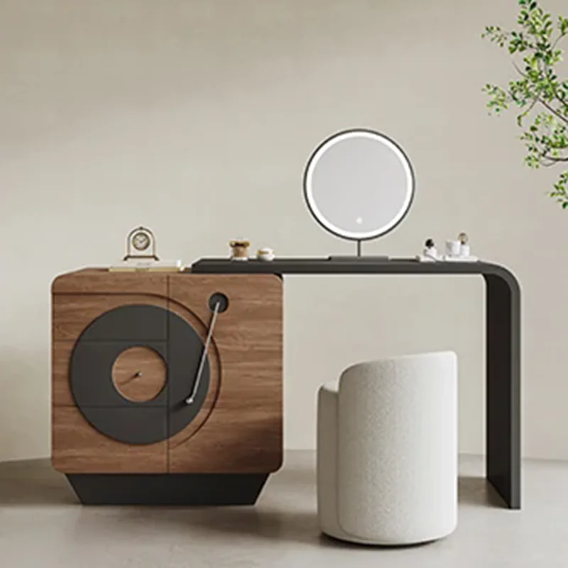 Wood Beauty Dressing Table Girl Cosmetics Women Luxury Modern Mobile Vanity Table Living Room Penteadeira Lounge Suite Furniture