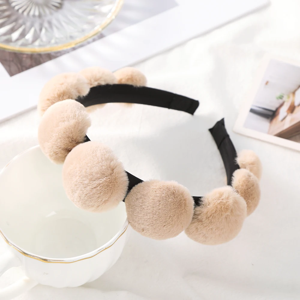 Haimeikang Wool Hairball Hair Hoops Autumn Winter Fashion Bezel Headbands Hair Band Cotton Warm Hair Accessories Headwear