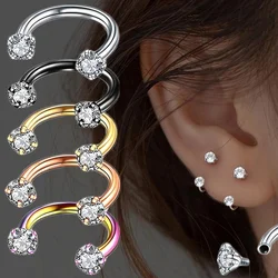 1pc Stainless Steel Zircon Horseshoe Ring Piercing Nose Ear Belly Rings Women Cartilage Helix Earrings Daith Piercing Jewelry