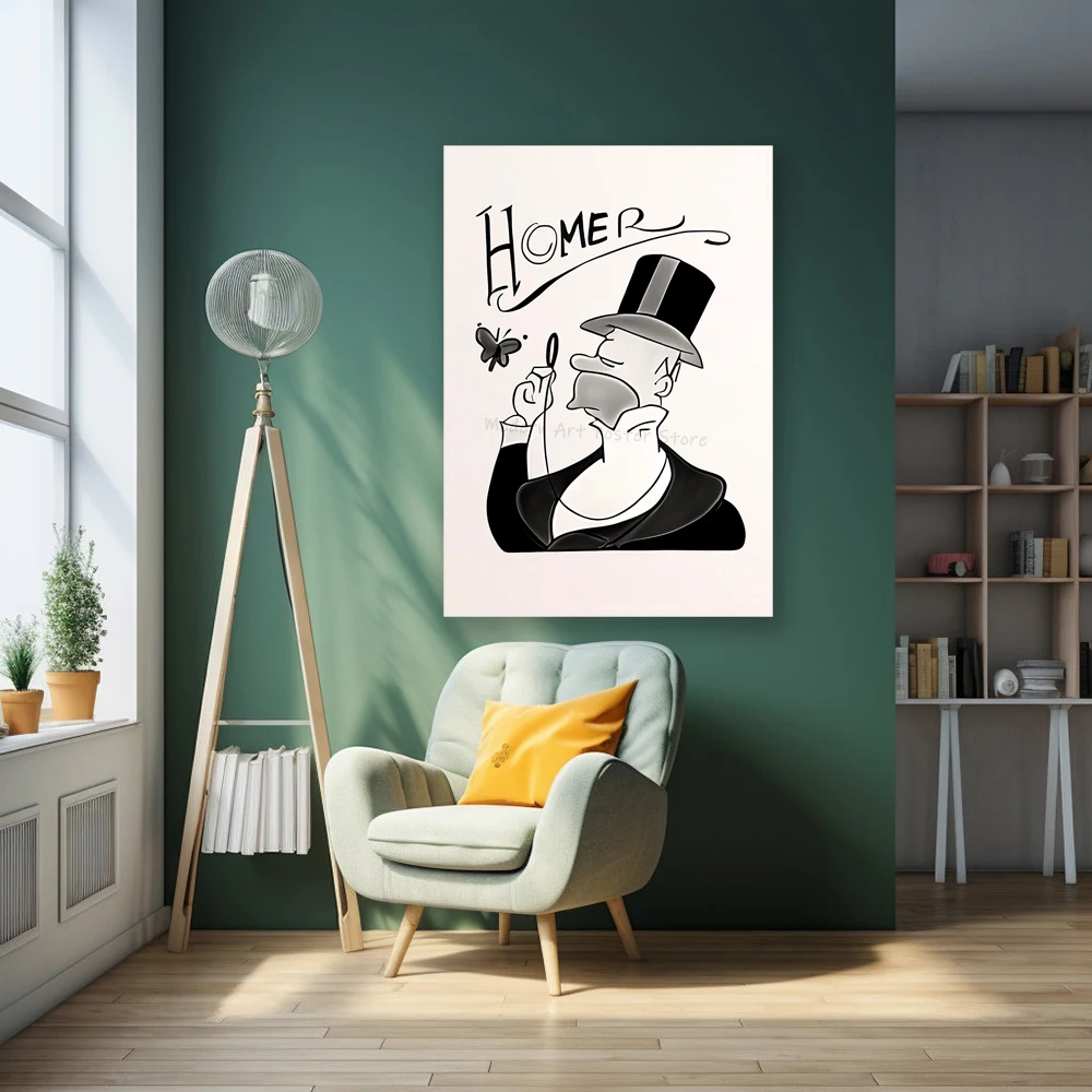 Disney Simpsons Art Poster Mininalist Cartoon Figure Wall Art Canvas Painting Prints Bedroom Porch Home Wall Decor Gifts