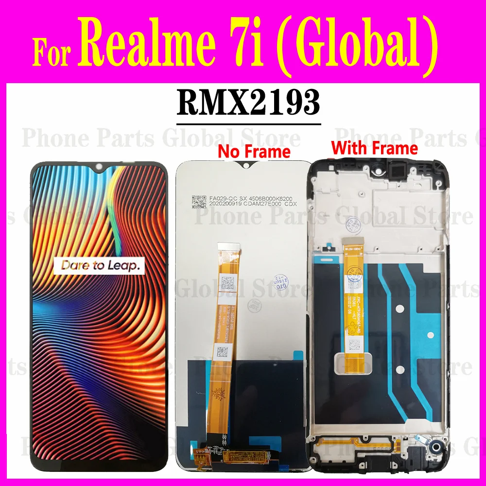 ЖК-дисплей 6,5 дюйма для OPPO Realme 7i Global с рамкой, дисплей Realme7i RMX2193, сенсорный экран с дигитайзером, сенсор в сборе, замена